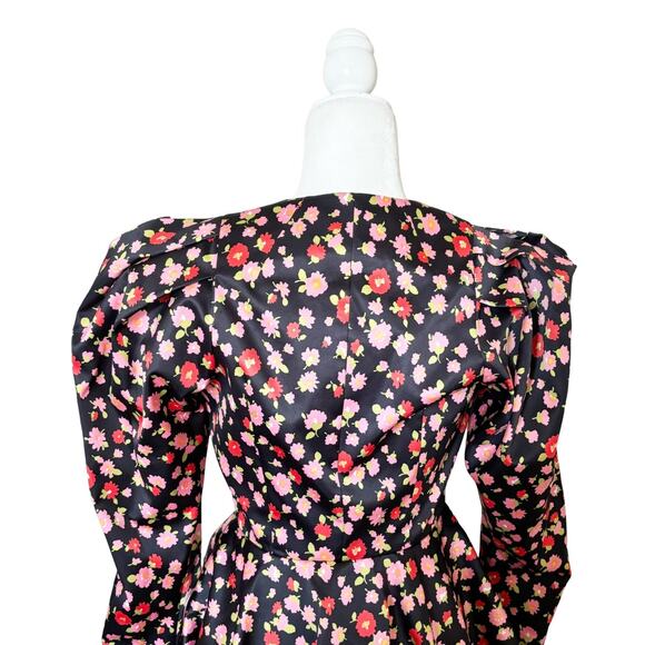 ROTATE Birger Christensen Pauline Floral Mini Dress 4 Black Pink Floral - Picture 9 of 16